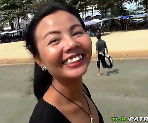 Sexy Thai babe picked up on the beach and fucked POV
